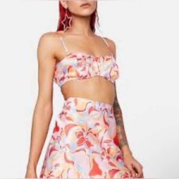 Cotton Candy Tops - Cotton Candy LA Multicolor Abstract Bandeau Bow Tie Top